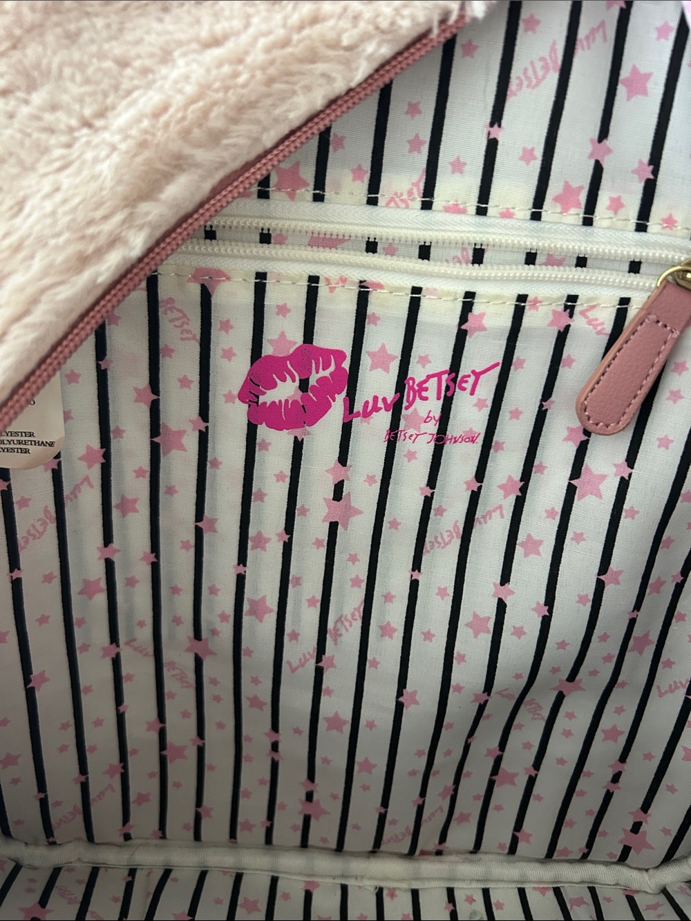 Betsey Johnson Blush Pink Faux Fur Backpack - Picture 3 of 3